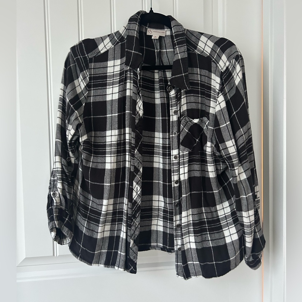 Black and White Plaid Button-Up Shirt